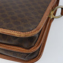 CELINE Macadam Canvas Shoulder Bag PVC Leather Brown Gold Auth ka3071-16