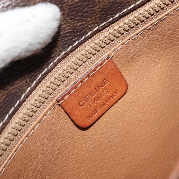 CELINE Macadam Canvas Shoulder Bag PVC Leather Brown Gold Auth ka3071