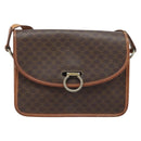 CELINE Macadam Canvas Shoulder Bag PVC Leather Brown Gold Auth ka3071-13