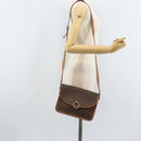 CELINE Macadam Canvas Shoulder Bag PVC Leather Brown Gold Auth ka3071-25