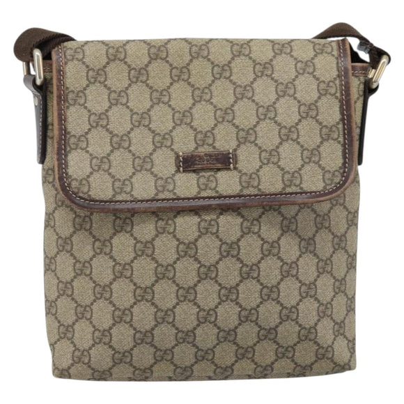 GUCCI GG Supreme Shoulder Bag PVC Gold Beige 223666 Auth ka3073A