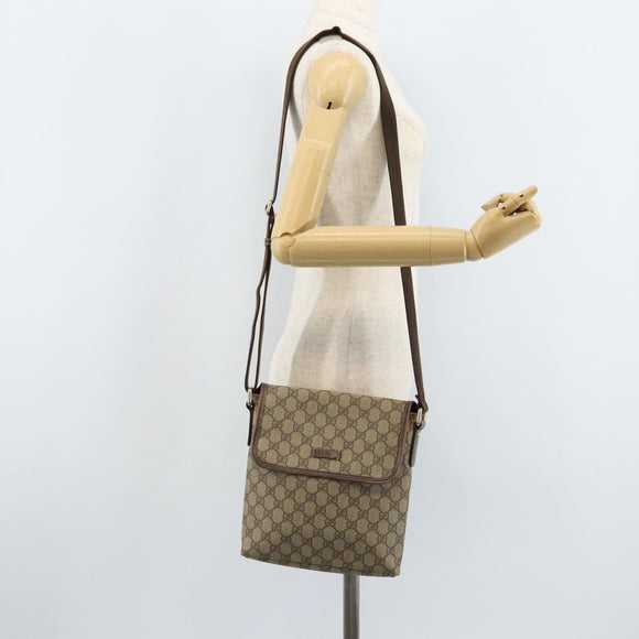 GUCCI GG Supreme Shoulder Bag PVC Gold Beige 223666 Auth ka3073A