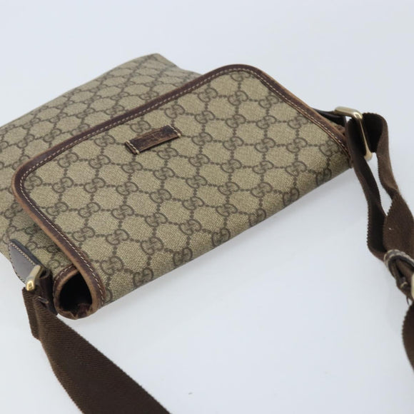 GUCCI GG Supreme Shoulder Bag PVC Gold Beige 223666 Auth ka3073A