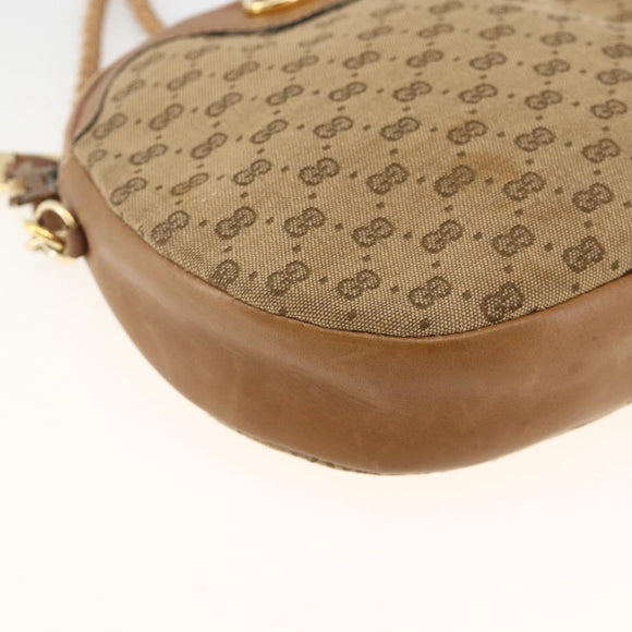 GUCCI Micro GG Canvas Shoulder Bag Beige Gold Auth ka3074