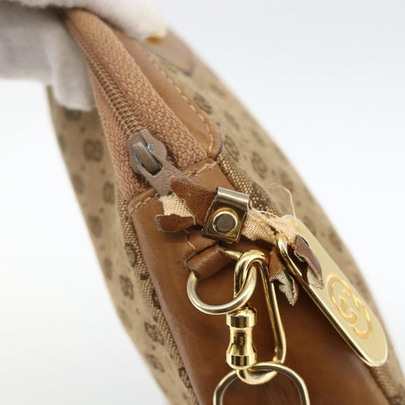 GUCCI Micro GG Canvas Shoulder Bag Beige Gold Auth ka3074