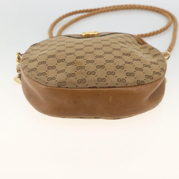 GUCCI Micro GG Canvas Shoulder Bag Beige Gold Auth ka3074