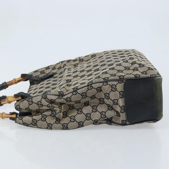 GUCCI GG Canvas Bamboo Hand Bag Beige 112530 Auth ka3079