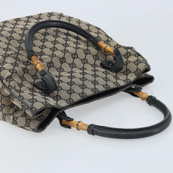 GUCCI GG Canvas Bamboo Hand Bag Beige 112530 Auth ka3079