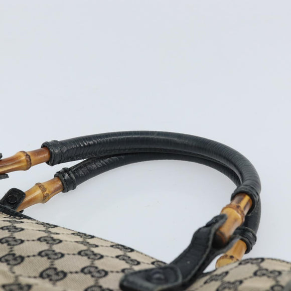 GUCCI GG Canvas Bamboo Hand Bag Beige 112530 Auth ka3079