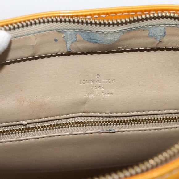 LOUIS VUITTON Monogram Vernis Houston Handtasche Beige M91004 LV Auth ka3081