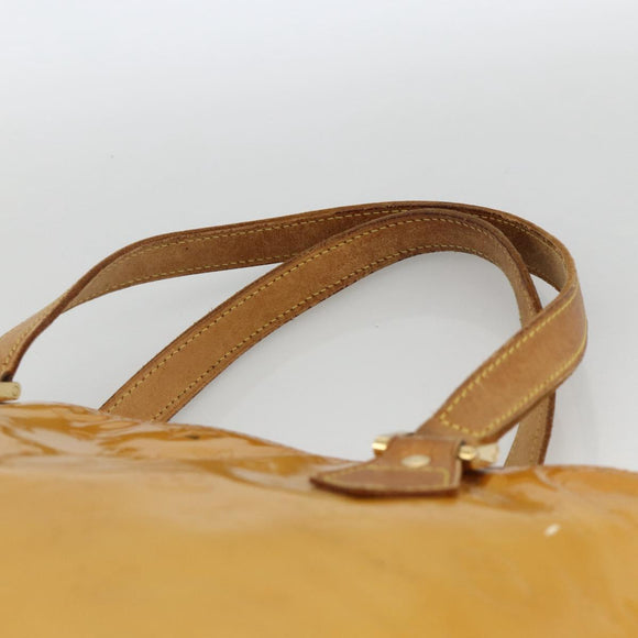 LOUIS VUITTON Monogram Vernis Houston Handtasche Beige M91004 LV Auth ka3081