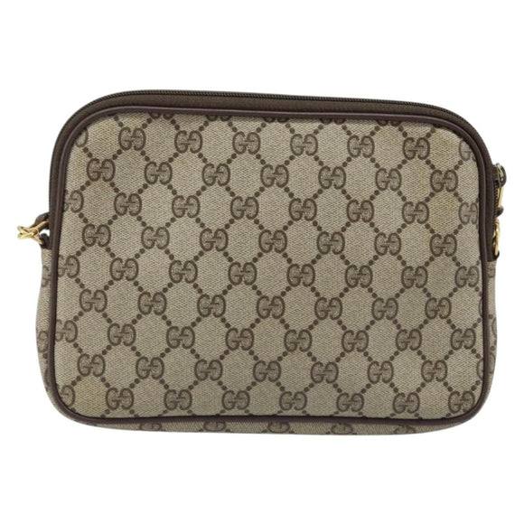 GUCCI GG Supreme Shoulder Bag PVC Beige Gold 97 02 068 Auth ka3083
