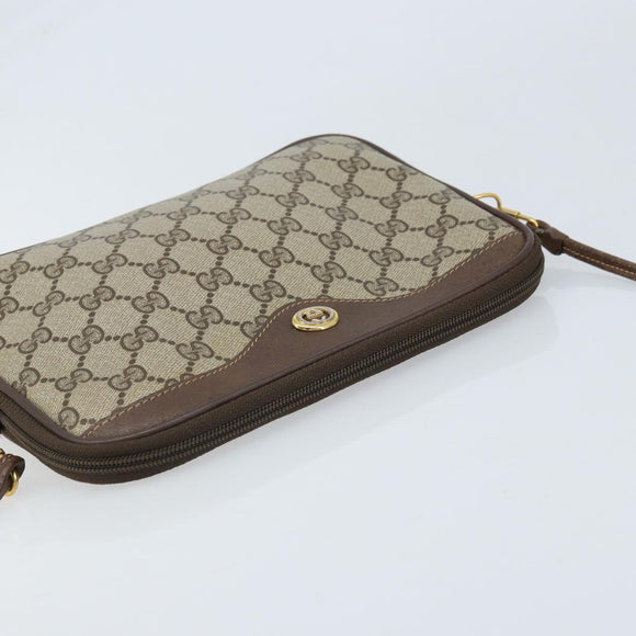 GUCCI GG Supreme Shoulder Bag PVC Beige Gold 97 02 068 Auth ka3083