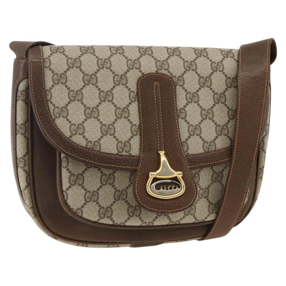 GUCCI GG Supreme Schultertasche PVC Gold Beige Auth ka3088