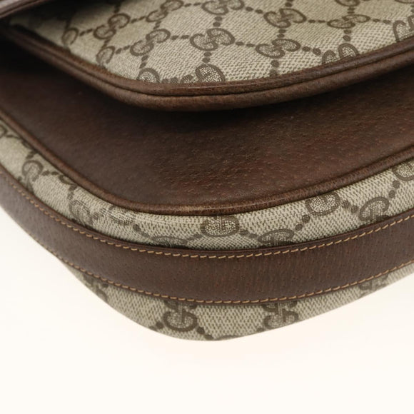 GUCCI GG Supreme Schultertasche PVC Gold Beige Auth ka3088