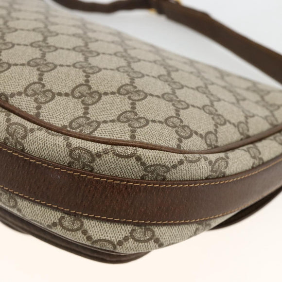GUCCI GG Supreme Schultertasche PVC Gold Beige Auth ka3088