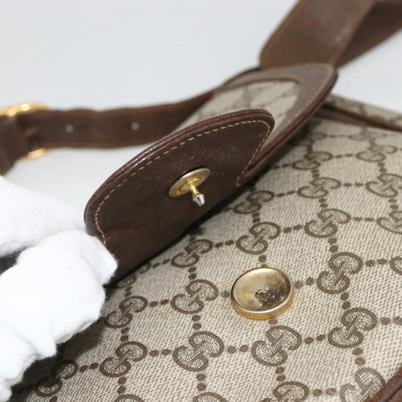 GUCCI GG Supreme Schultertasche PVC Gold Beige Auth ka3088