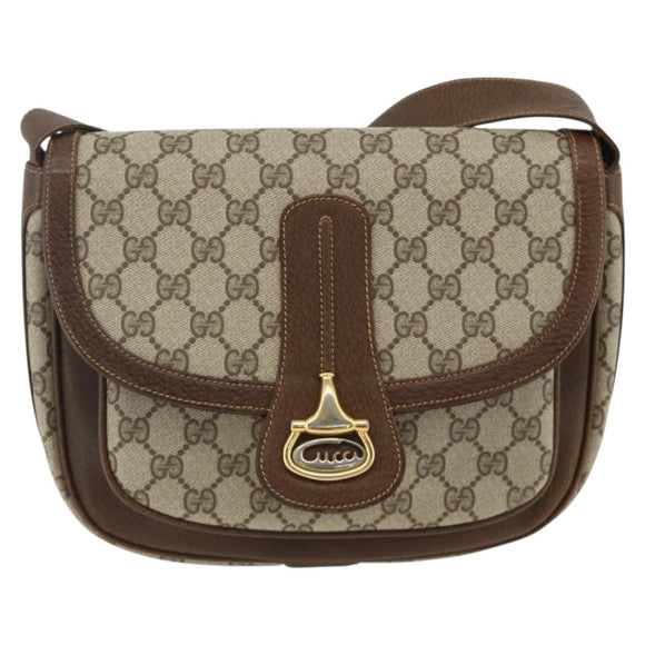 GUCCI GG Supreme Schultertasche PVC Gold Beige Auth ka3088