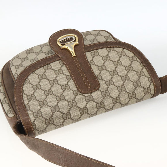 GUCCI GG Supreme Schultertasche PVC Gold Beige Auth ka3088