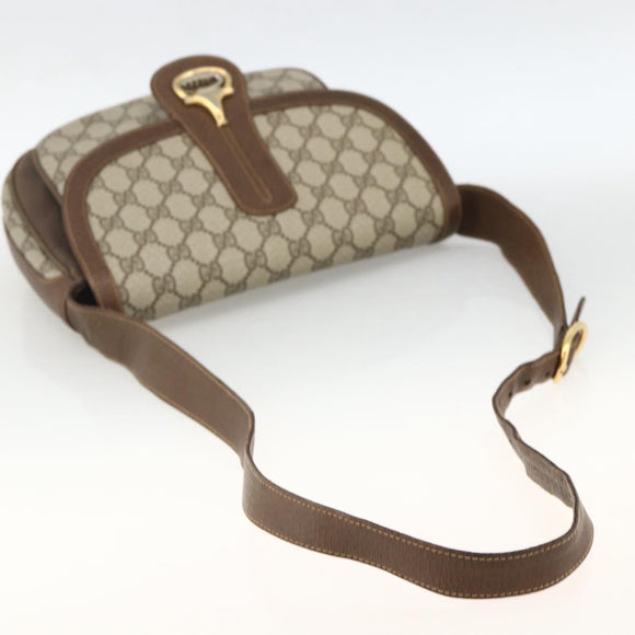 GUCCI GG Supreme Schultertasche PVC Gold Beige Auth ka3088