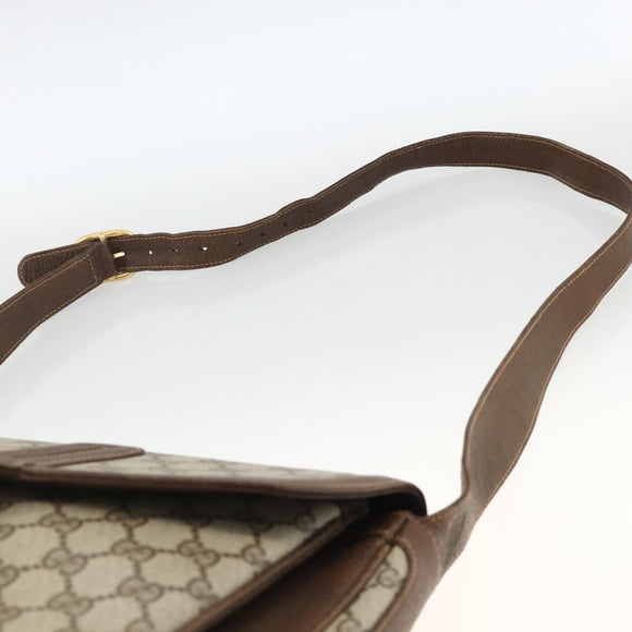 GUCCI GG Supreme Schultertasche PVC Gold Beige Auth ka3088