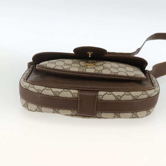 GUCCI GG Supreme Schultertasche PVC Gold Beige Auth ka3088