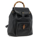 GUCCI Bamboo Backpack Leather Black Gold 003 2034 0030 Auth ka3090-1