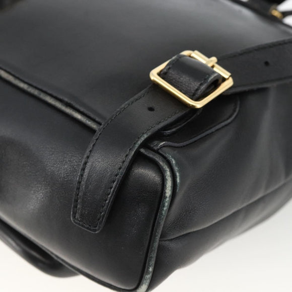 GUCCI Bamboo Backpack Leather Black Gold 003 2034 0030 Auth ka3090