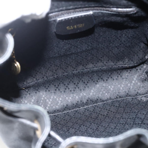 GUCCI Bamboo Backpack Leather Black Gold 003 2034 0030 Auth ka3090