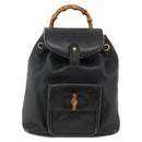 GUCCI Bamboo Backpack Leather Black Gold 003 2034 0030 Auth ka3090-13