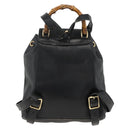 GUCCI Bamboo Backpack Leather Black Gold 003 2034 0030 Auth ka3090-2