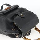 GUCCI Bamboo Backpack Leather Black Gold 003 2034 0030 Auth ka3090-6