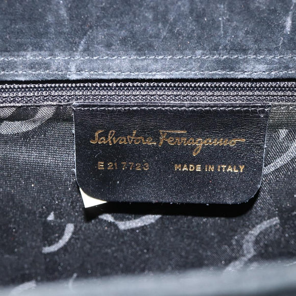 Salvatore Ferragamo Shoulder Bag Suede Black Gold Auth ka3091A