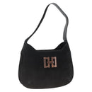 Salvatore Ferragamo Shoulder Bag Suede Black Gold Auth ka3091A-1