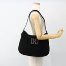 Salvatore Ferragamo Shoulder Bag Suede Black Gold Auth ka3091A-21