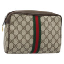 GUCCI GG Supreme Web Sherry Line Bag PVC Beige Gold 98 30 014 3553 Auth ka3094-1