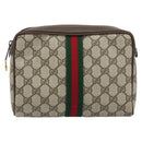 GUCCI GG Supreme Web Sherry Line Bag PVC Beige Gold 98 30 014 3553 Auth ka3094-13