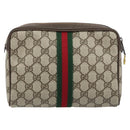 GUCCI GG Supreme Web Sherry Line Bag PVC Beige Gold 98 30 014 3553 Auth ka3094-2