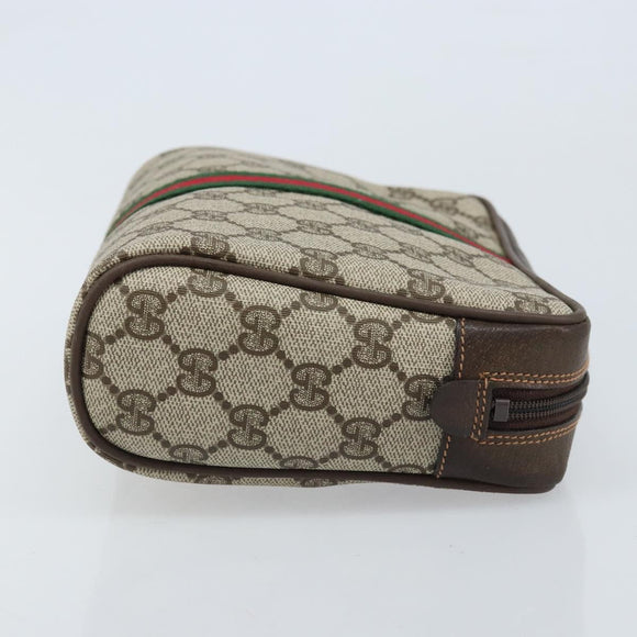 GUCCI GG Supreme Web Sherry Line Bag PVC Beige Gold 98 30 014 3553 Auth ka3094