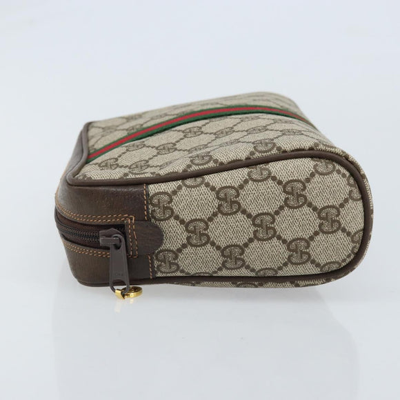 GUCCI GG Supreme Web Sherry Line Bag PVC Beige Gold 98 30 014 3553 Auth ka3094