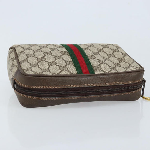 GUCCI GG Supreme Web Sherry Line Bag PVC Beige Gold 98 30 014 3553 Auth ka3094