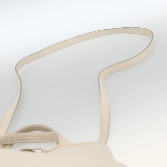 Salvatore Ferragamo Handtas Leer 2way Wit Zilver Auth ka3096A