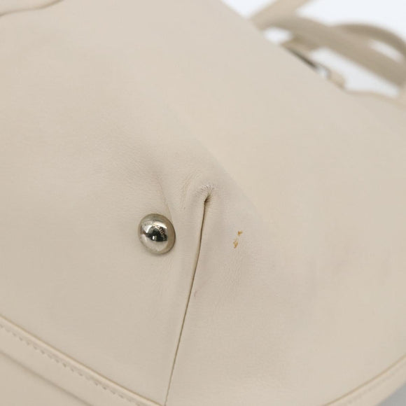 Salvatore Ferragamo Handtas Leer 2way Wit Zilver Auth ka3096A
