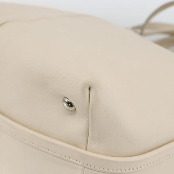 Salvatore Ferragamo Handtas Leer 2way Wit Zilver Auth ka3096A