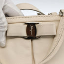 Salvatore Ferragamo Handtas Leer 2way Wit Zilver Auth ka3096A-16