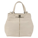 Salvatore Ferragamo Handtas Leer 2way Wit Zilver Auth ka3096A-2