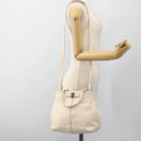 Salvatore Ferragamo Handtas Leer 2way Wit Zilver Auth ka3096A-26