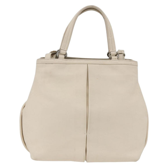 Salvatore Ferragamo Handtas Leer 2way Wit Zilver Auth ka3096A