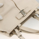 Salvatore Ferragamo Handtas Leer 2way Wit Zilver Auth ka3096A-6