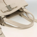 Salvatore Ferragamo Handtas Leer 2way Wit Zilver Auth ka3096A-7